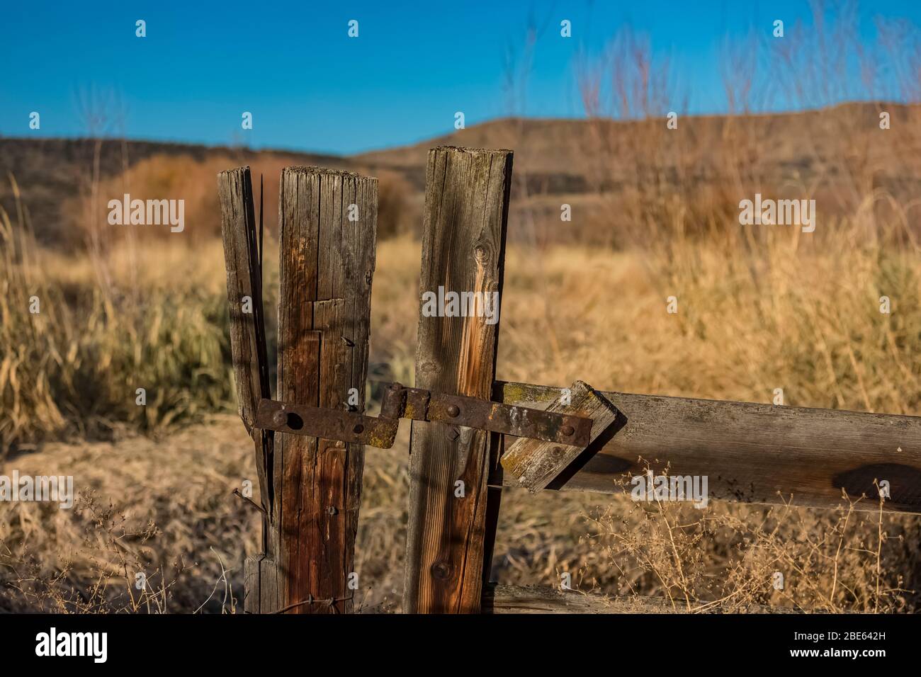 Partie d'une vieille porte à P Ranch dans Malheur National Wildlife Refuge, Oregon, États-Unis Banque D'Images