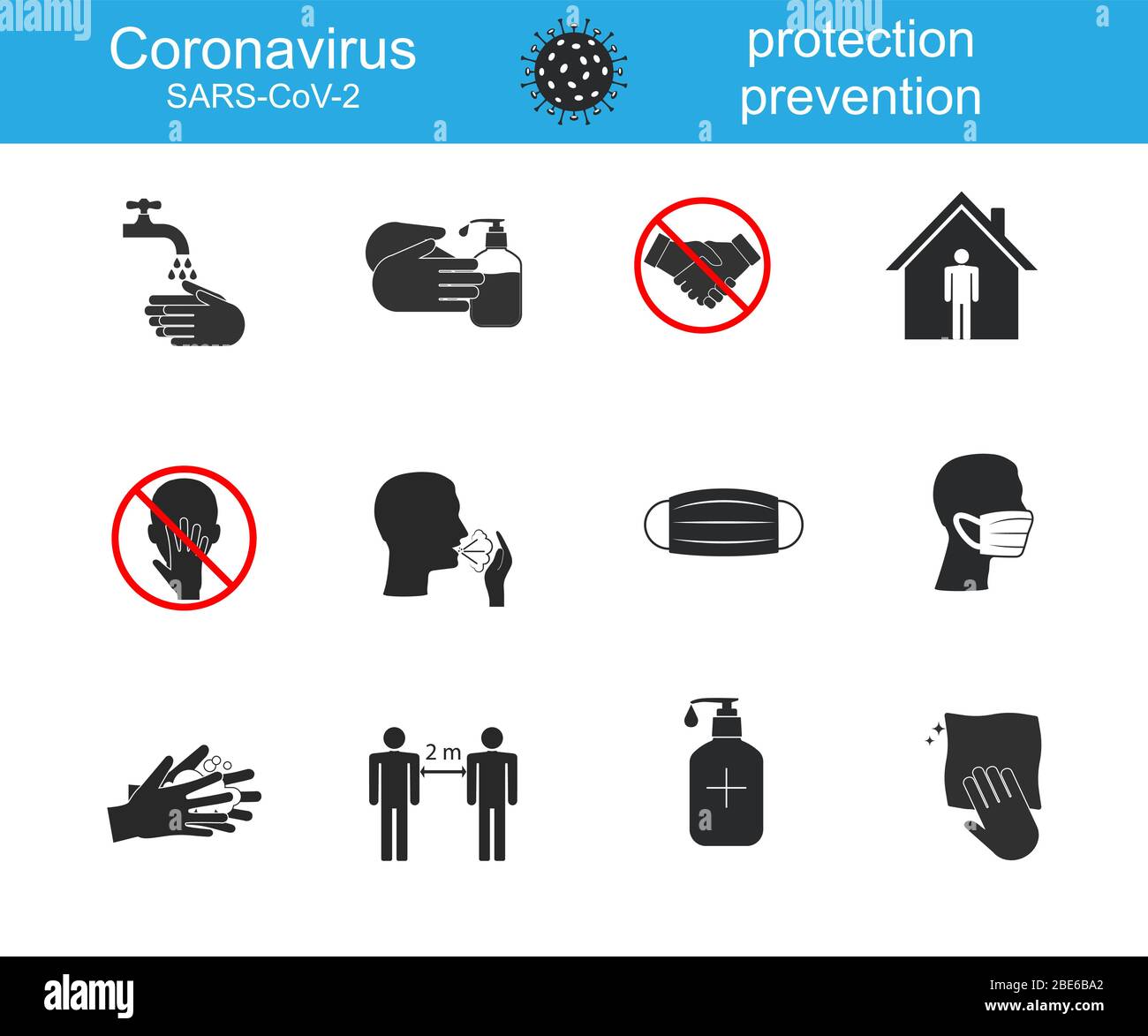 Icône de prévention de la maladie du coronavirus. Illustration vectorielle, conception plate. Illustration de Vecteur