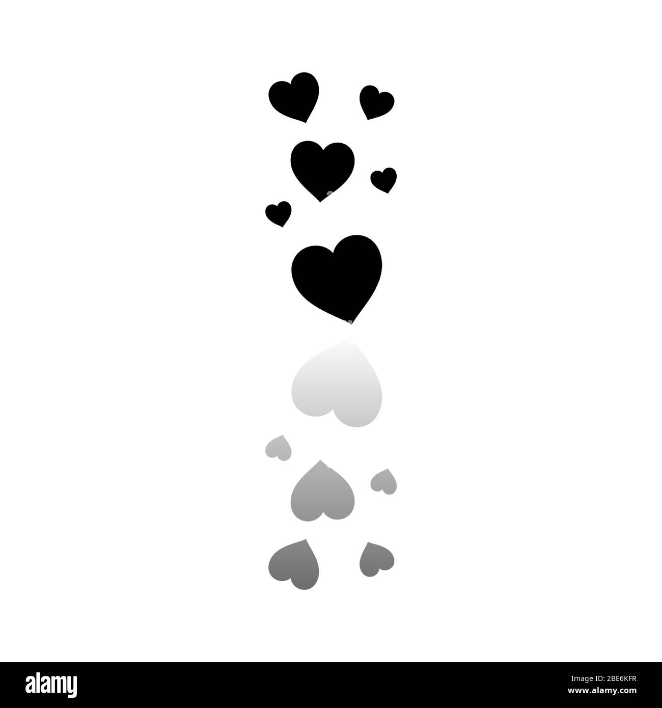 Comme, l'amour du coeur. Symbole noir sur fond blanc. Illustration simple. Icône vecteur plat. Ombre de réflexion miroir. Peut être utilisé dans le logo, le Web, le mobile Illustration de Vecteur