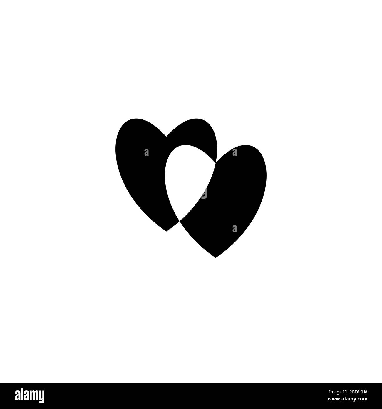 Deux coeurs non peints s'entrecroisent. Joyeuses fêtes de Saint Valentin et des éléments de design de mariage. Icône romantique isolée en arrière-plan. Symbole d'amour. Vec Illustration de Vecteur