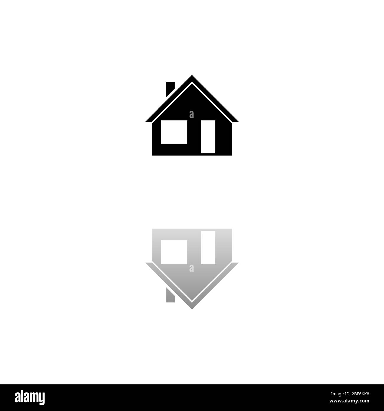 Accueil. Symbole noir sur fond blanc. Illustration simple. Icône vecteur plat. Ombre de réflexion miroir. Peut être utilisé dans le projet logo, Web, mobile et UI UX Illustration de Vecteur