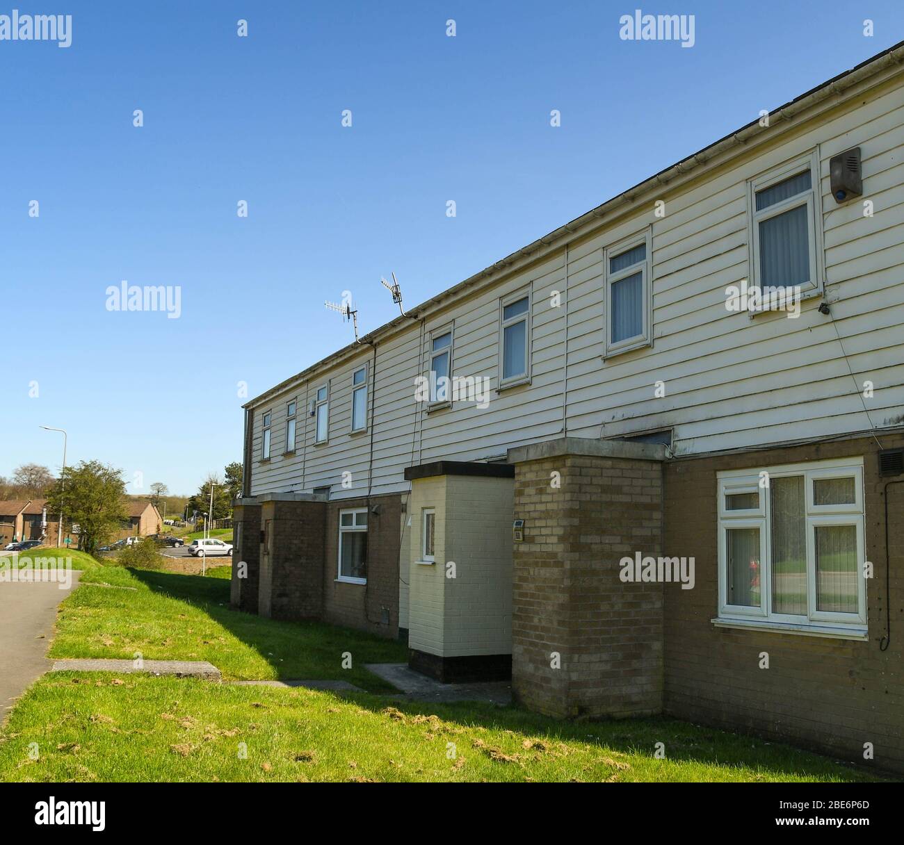 MERTHYR TYDFIL - AVRIL 2018 : logement social Banque D'Images MERTHYR TYDFIL - AVRIL 2018 : logement social Banque D'Images