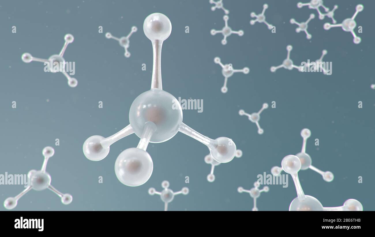 Structure moléculaire de l'illustration tridimensionnelle. Chimie moléculaire, fond avec élément moléculaire de l'atome. Antécédents médicaux. Génome au niveau moléculaire Banque D'Images