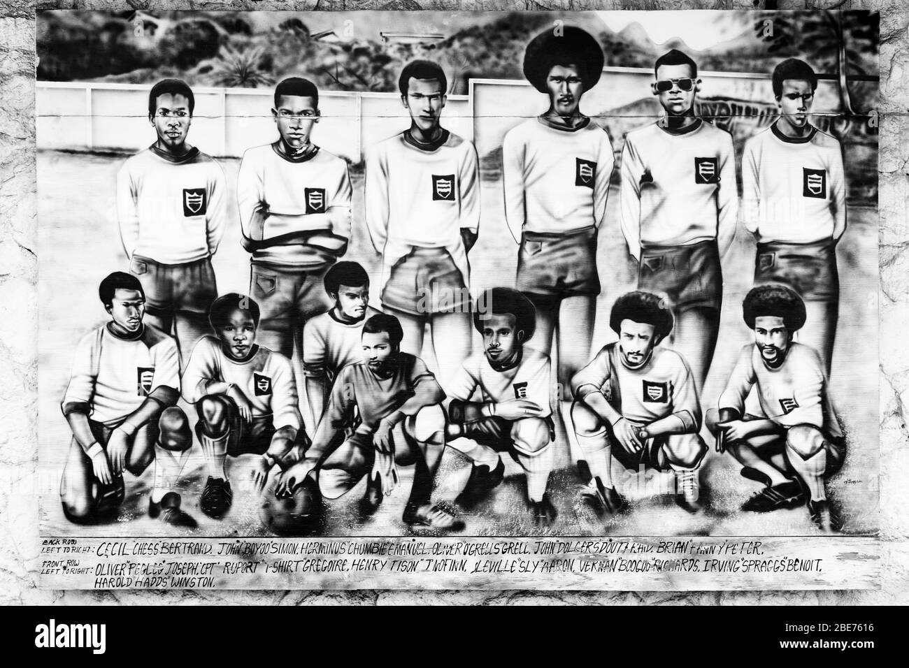 Fresque de soccer sur la rue Victoria,PAR,Dominique,Caraïbes Banque D'Images