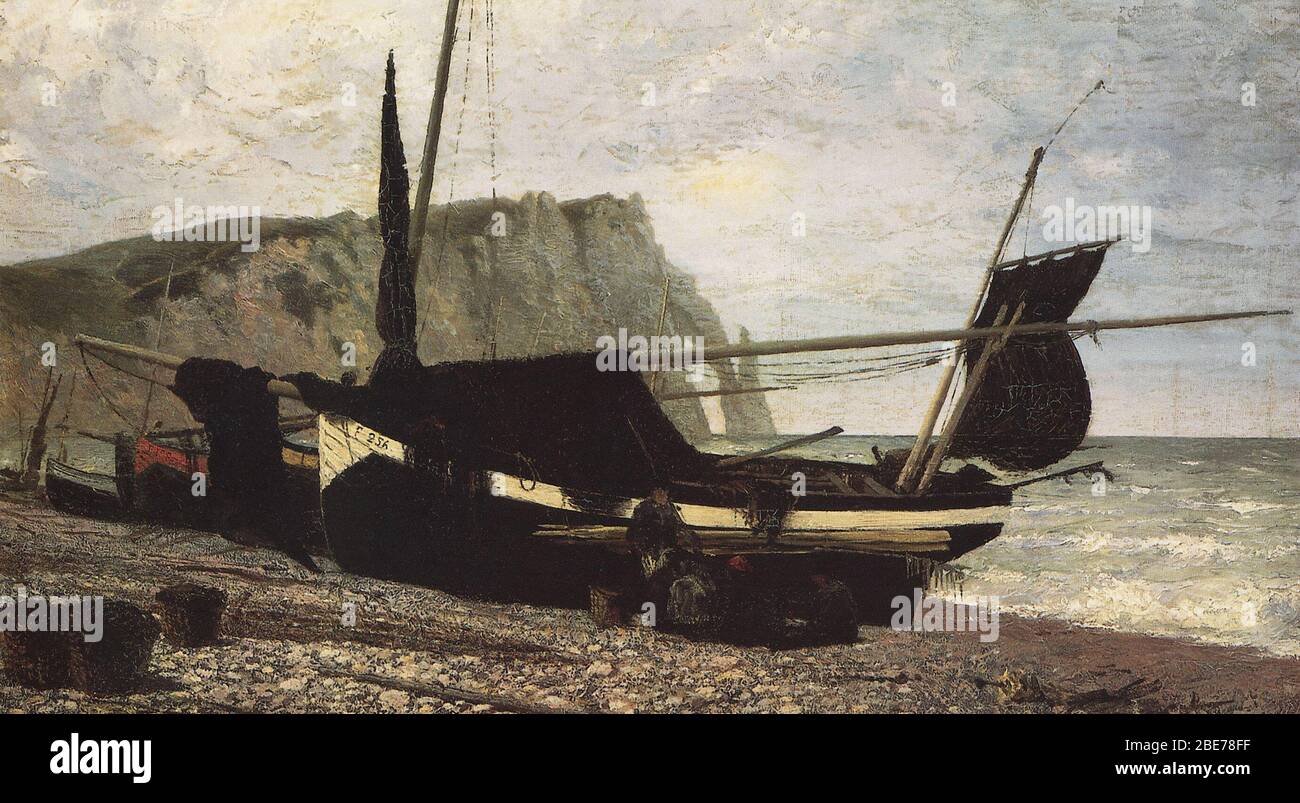 Bateau de pêche, Etretat, Normandie - Vasily Polenov, 1874 Banque D'Images