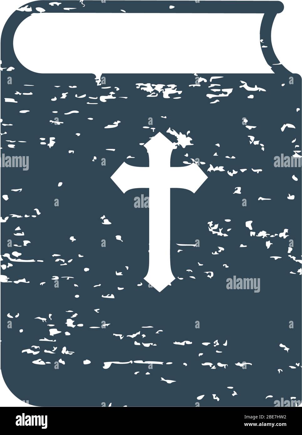 Icône de livre de la Bible dans l'effet grunge, Société de la Bible. Illustration vectorielle de stock isolée sur fond blanc. Illustration de Vecteur