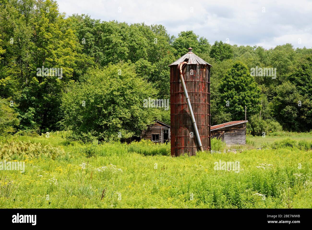 Ancien silo à grain à la ferme abandonnée dans Upstate New York Banque D'Images