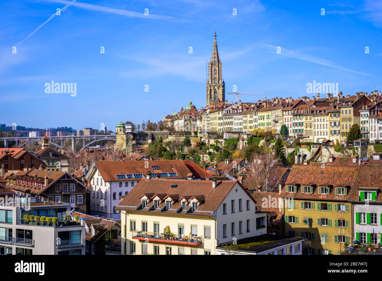 Vue sur la vieille ville et Berne Minster, quartier noir, ville intérieure, Berne, Canton de Berne, Suisse Banque D'Images