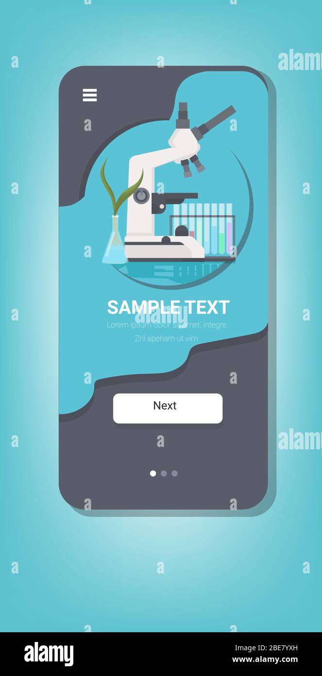microscope de laboratoire médical professionnel de culture dans le tube à essai recherche scientifique biologie science concept d'éducation smartphone écran mobile application illustration verticale vecteur Illustration de Vecteur