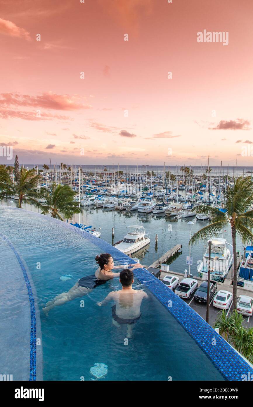 Hawaï, États-Unis. Oahu : Ala Wai Boat Harbour, Honolulu Banque D'Images