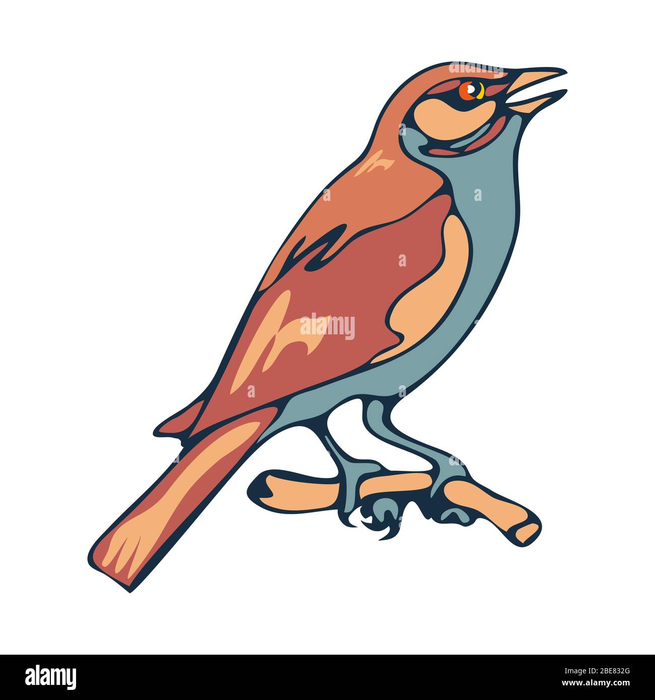 Sparrow, un petit oiseau de ville. Illustration dans le style de dessin animé. Image vectorielle isolée sur un fond blanc. Illustration de Vecteur