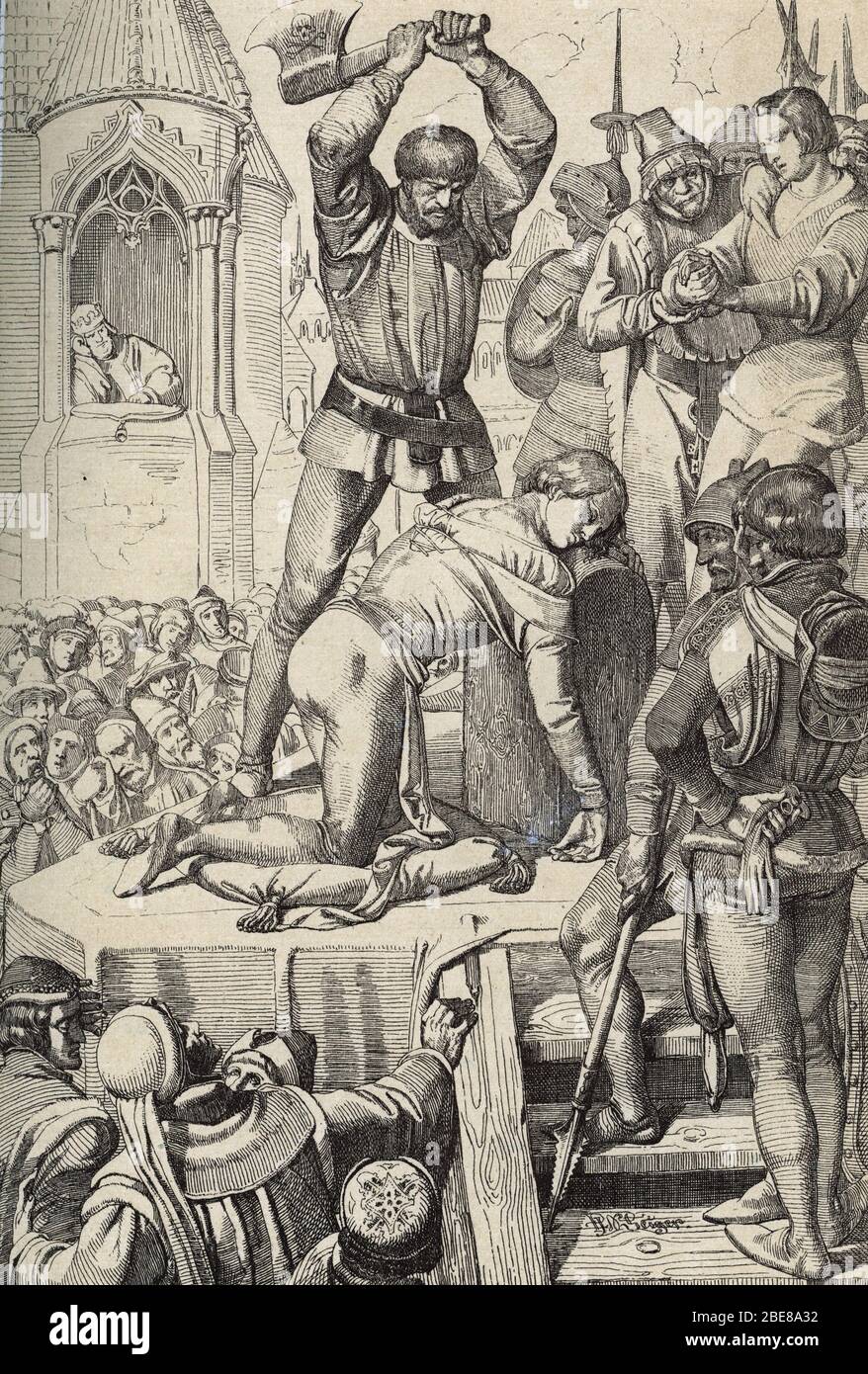 'L'exécution de Conradin (ou Conrad de Hohenstaufen) roi de Sicile et duc de Souabe (1252-1268) sur ordre de Charles d'Anjou apres la bataille de Tagl Banque D'Images 'L'exécution de Conradin (ou Conrad de Hohenstaufen) roi de Sicile et duc de Souabe (1252-1268) sur ordre de Charles d'Anjou apres la bataille de Tagl Banque D'Images