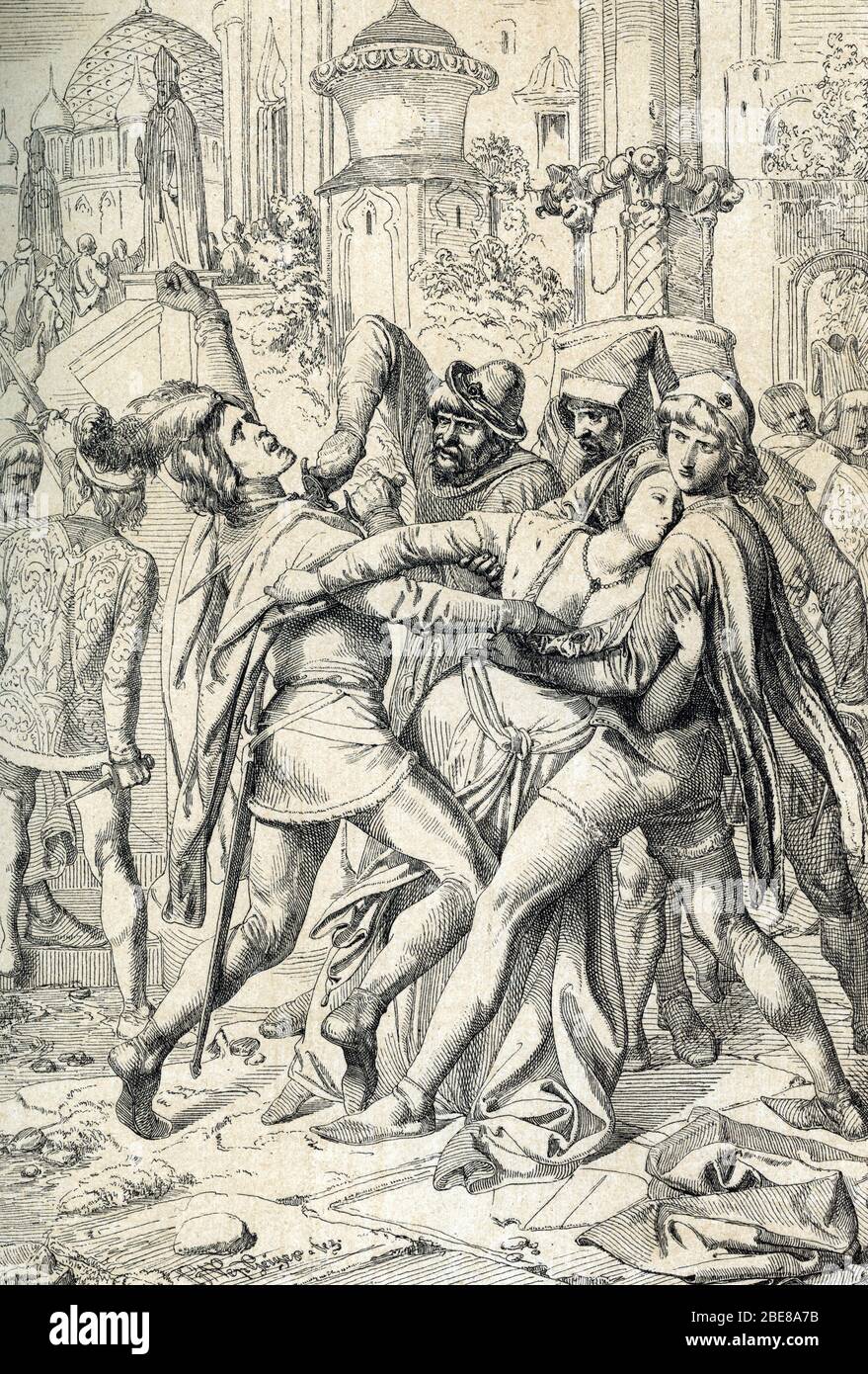 'Les vepres ssiciliennes' (Vespri siciliani) révolte populaire de l'ile de Sicile contre la domination feodale du roi francais Charles d'Anjou, survenu Banque D'Images 'Les vepres ssiciliennes' (Vespri siciliani) révolte populaire de l'ile de Sicile contre la domination feodale du roi francais Charles d'Anjou, survenu Banque D'Images