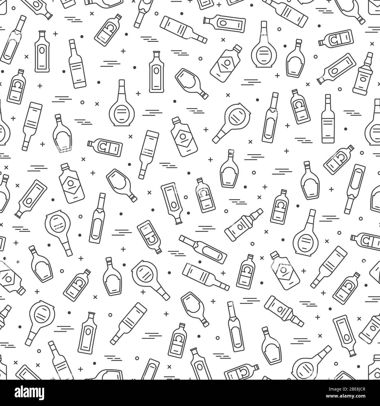 Boissons alcoolisées bouteilles sans coutures. Fond avec flacon de ligne. Illustration vectorielle Illustration de Vecteur