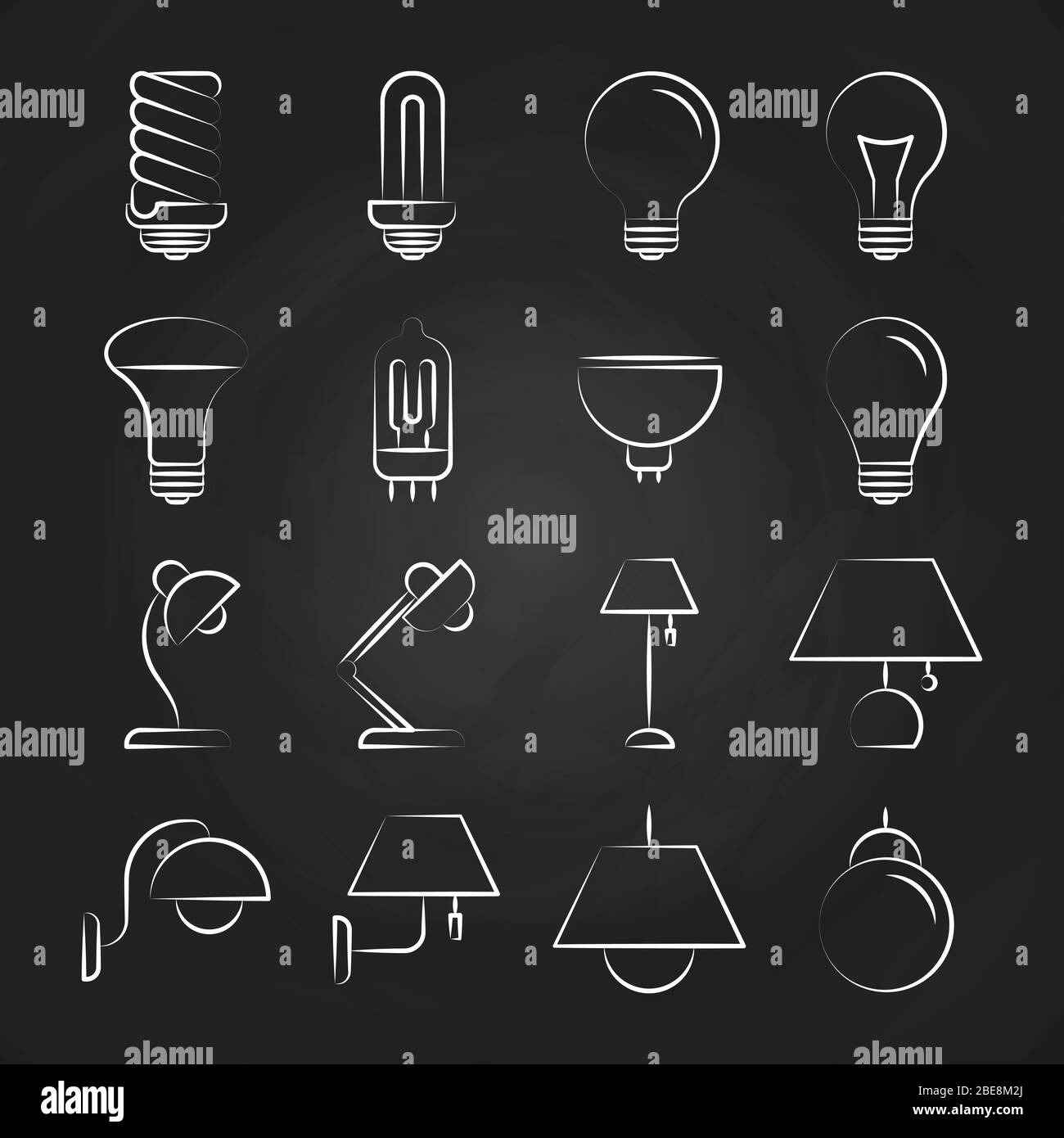 Collection d'icônes de lampe tracées à la main. Ensemble d'esquisse d'idée de lampe, illustration vectorielle Illustration de Vecteur