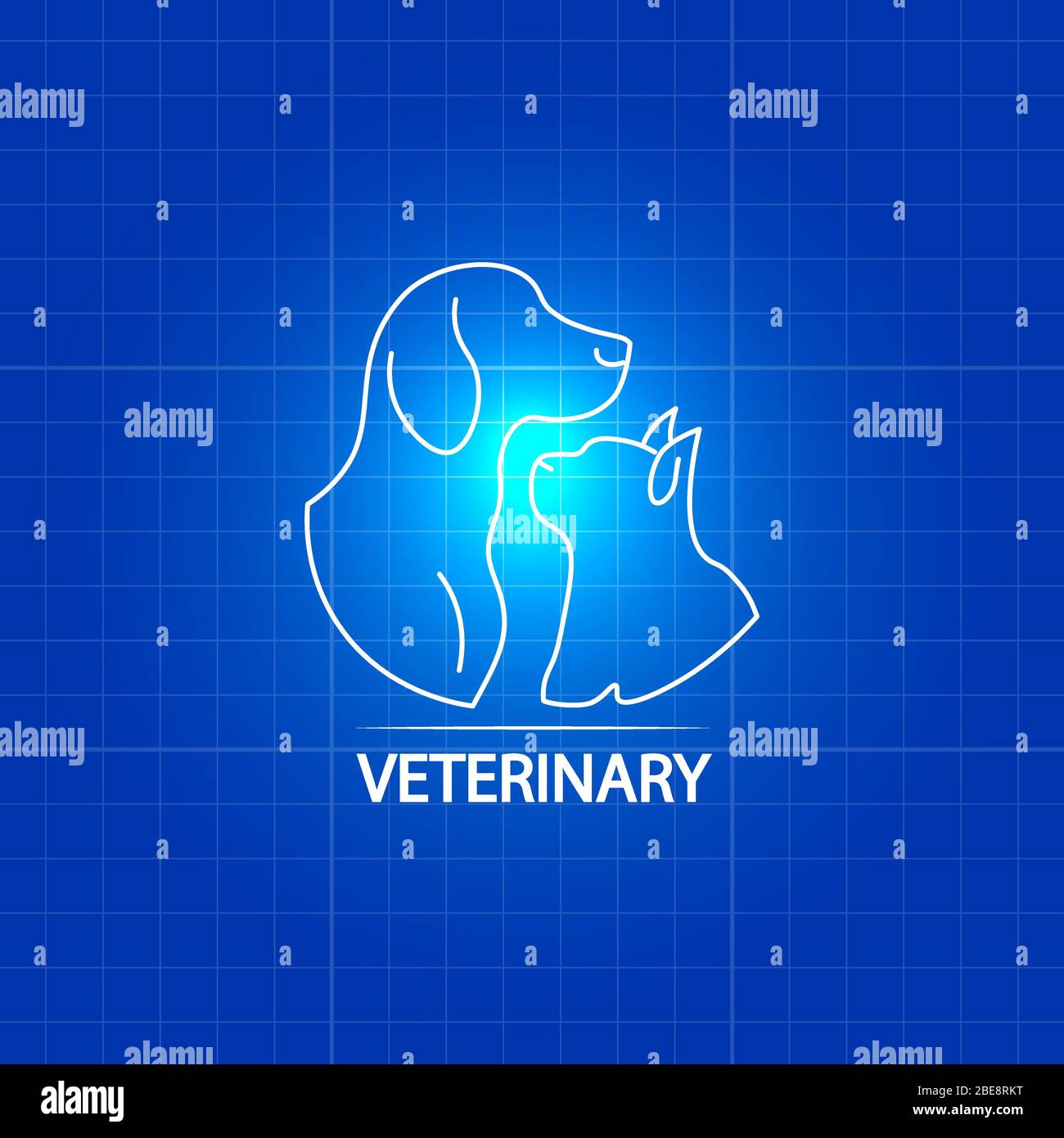 Logo vétérinaire blanc avec chat et chien. Illustration vectorielle Illustration de Vecteur