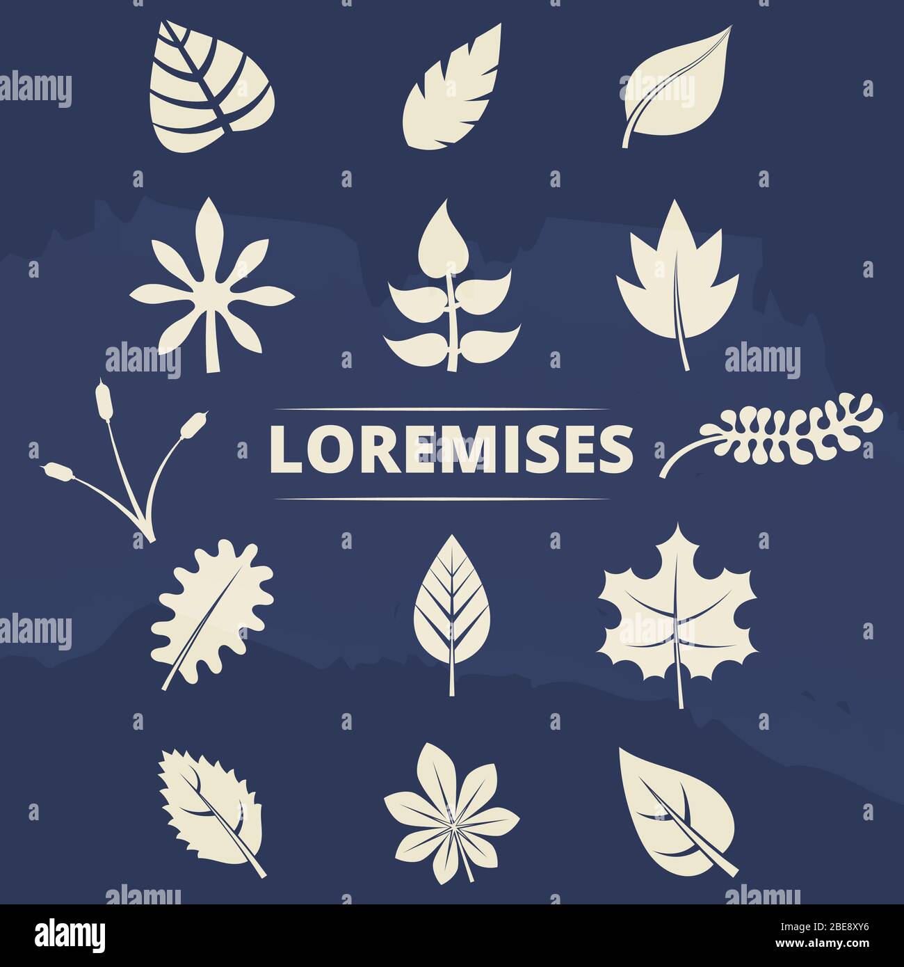 Collection d'éléments naturels - ensemble de silhouettes de feuilles et d'herbe. Illustration vectorielle Illustration de Vecteur