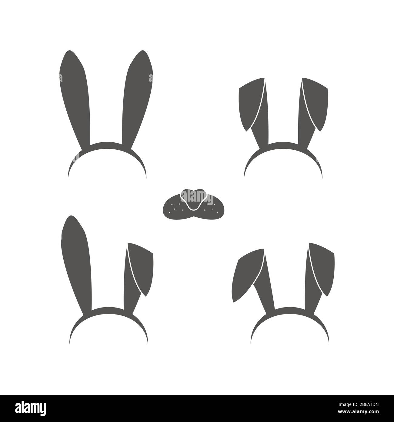 Bunny entend l'illustration vectorielle de jeu d'icônes sur blanc. Illustration de Vecteur