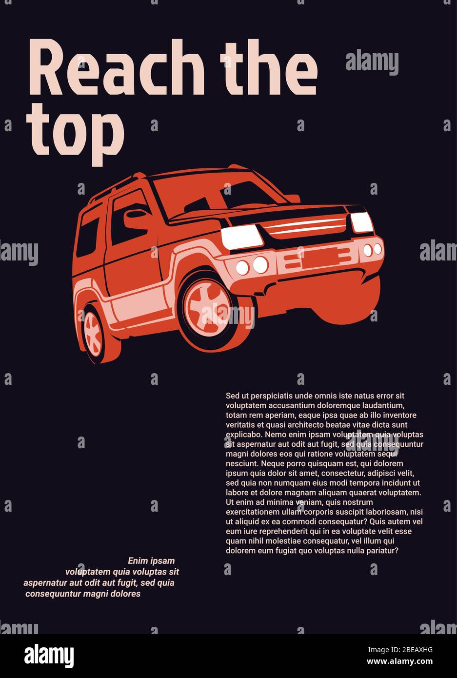 Affiche Publicitaire De Voiture Illustration Vectorielle Suv Rouge Sur Fond Noir Avec Texte D Exemple Image Vectorielle Stock Alamy