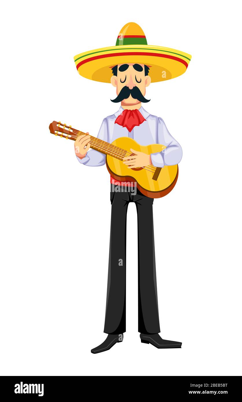Homme mexicain dans sombrero jouant de la guitare. Drôle de personnage de  dessin animé. Utilisable pour Cinco de Mayo. Illustration vectorielle Image  Vectorielle Stock - Alamy