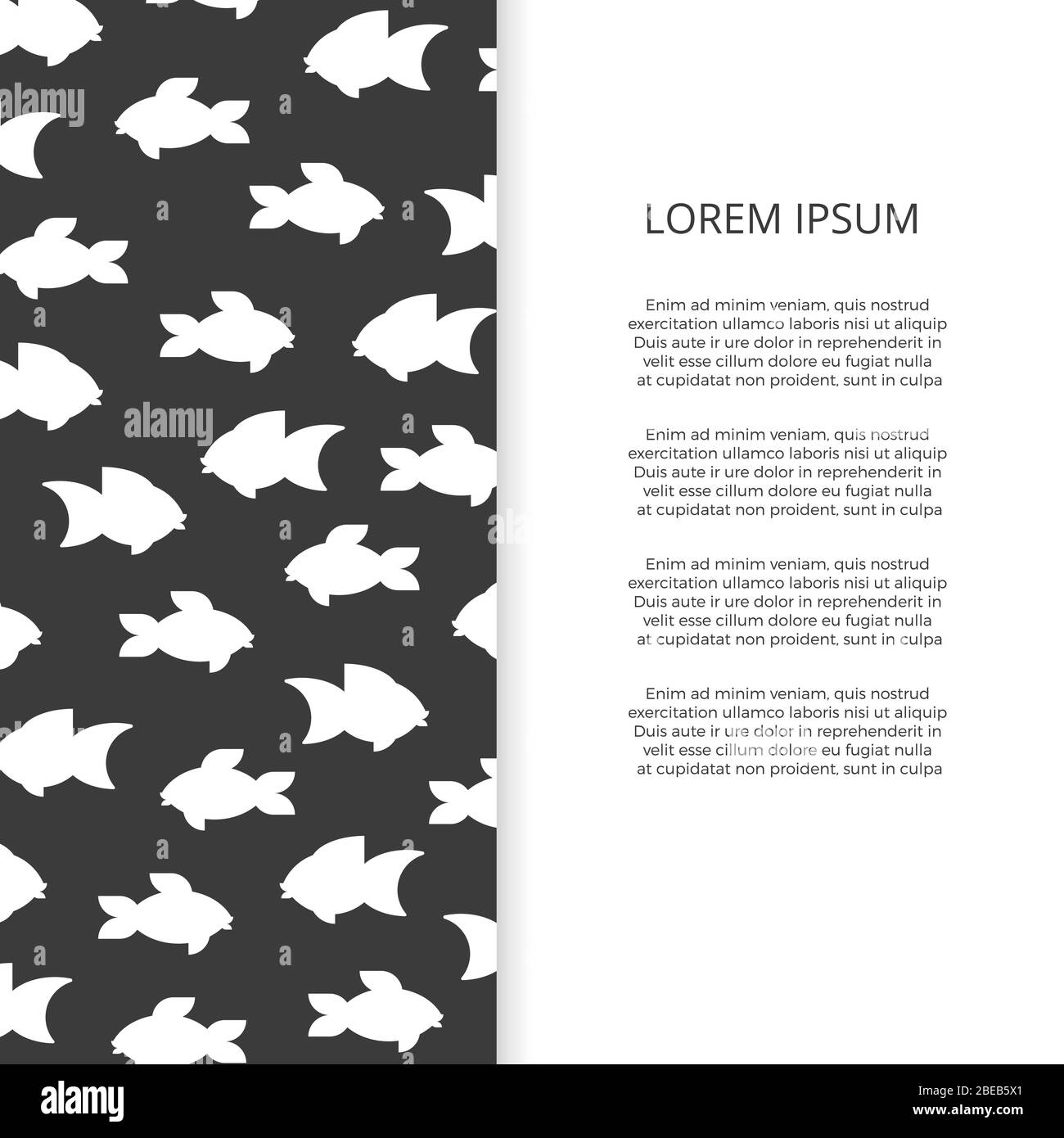 Bannière monochrome avec silhouette de poissons blancs sur gris. Illustration vectorielle Illustration de Vecteur