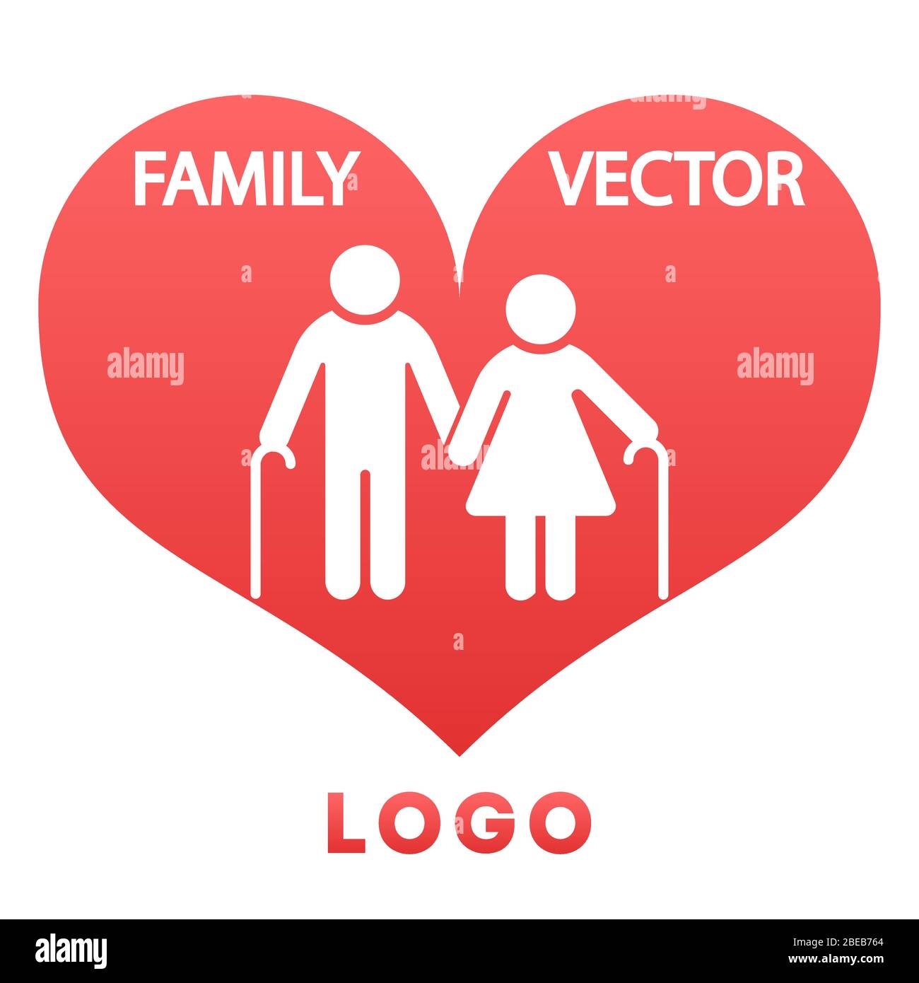 Grands-parents en coeur rouge heureux logo de famille. Illustration vectorielle Illustration de Vecteur