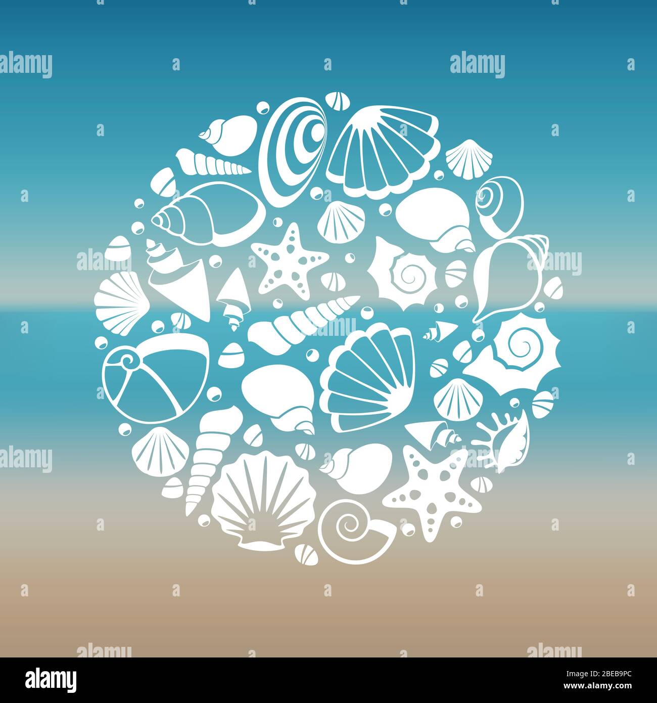 Silhouette de coquillages blanc à l'arrondi. Graphique été marine, illustration vectorielle Illustration de Vecteur