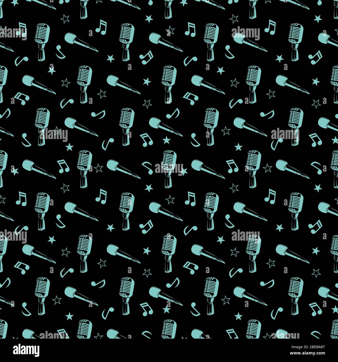 Motif musical sans couture - notes musicales, étoiles et microphones texture sans couture. Illustration vectorielle Illustration de Vecteur