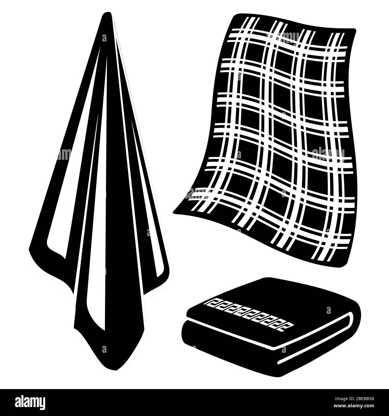 Serviettes noires et blanches isolées sur fond blanc. Illustration vectorielle Illustration de Vecteur