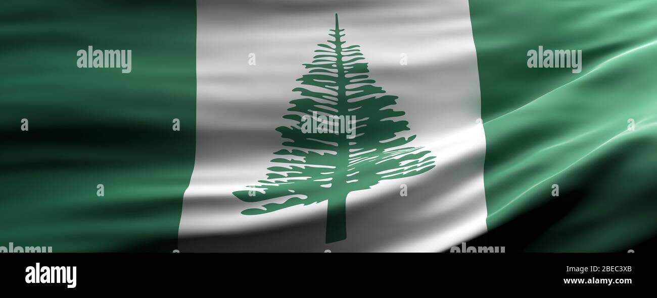 Symbole du panneau de l'île Norfolk, drapeau national qui agrée la texture fond, langue de l'île Norfolk, concept culturel, bannière. illustration tridimensionnelle Banque D'Images