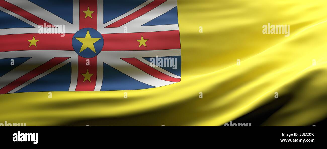 Symbole du signe Niue, drapeau national qui agacent la texture fond, langue Niue, concept culturel, bannière. illustration tridimensionnelle Banque D'Images