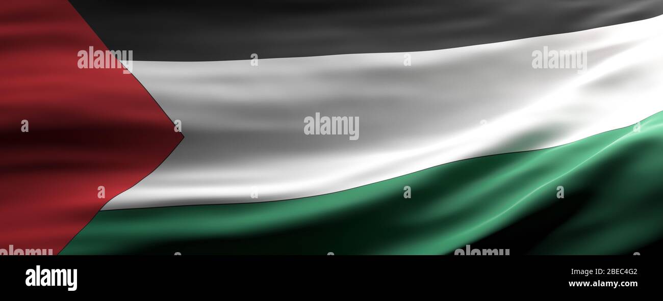 Symbole du signe palestinien, drapeau national qui agrée la texture, langue palestinienne, concept culturel, bannière. illustration tridimensionnelle Banque D'Images