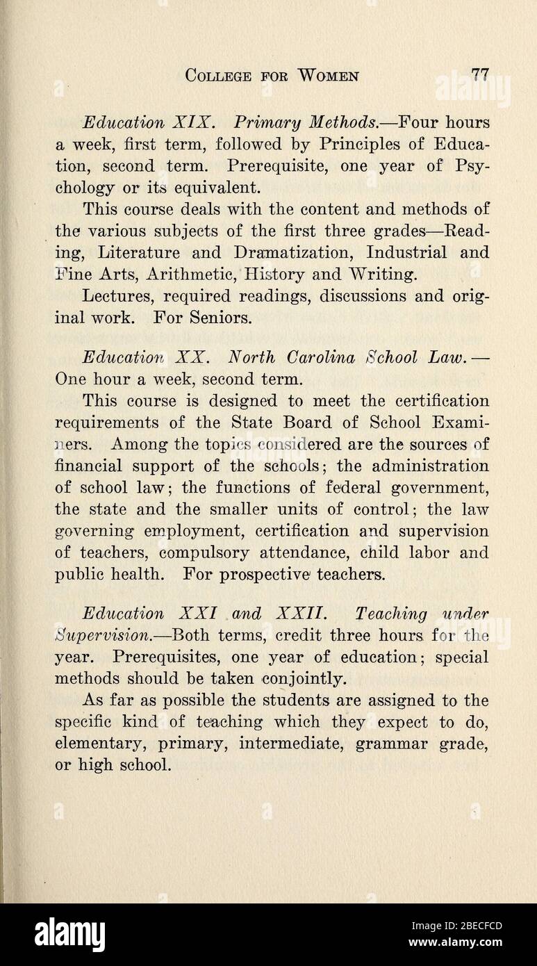 'Bulletin du North Carolina College for Women [1918-1919]; 1918; 1919; ' Banque D'Images