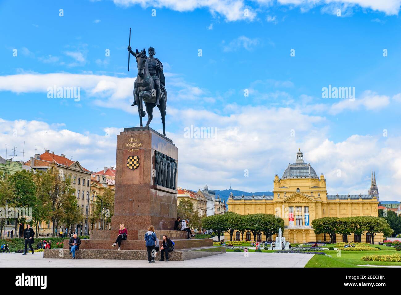 Roi Tomislav Square à Zagreb, Croatie Banque D'Images