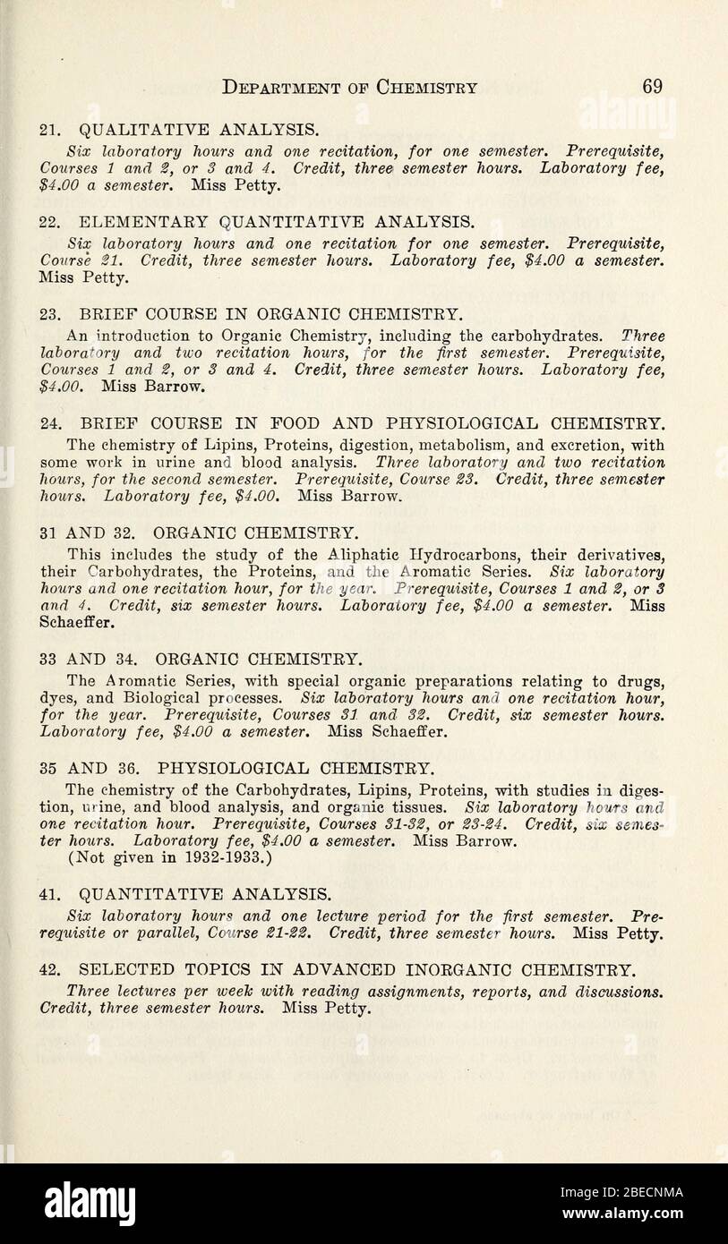 'Bulletin du North Carolina College for Women [1932-1933]; 1932; 1933; ' Banque D'Images