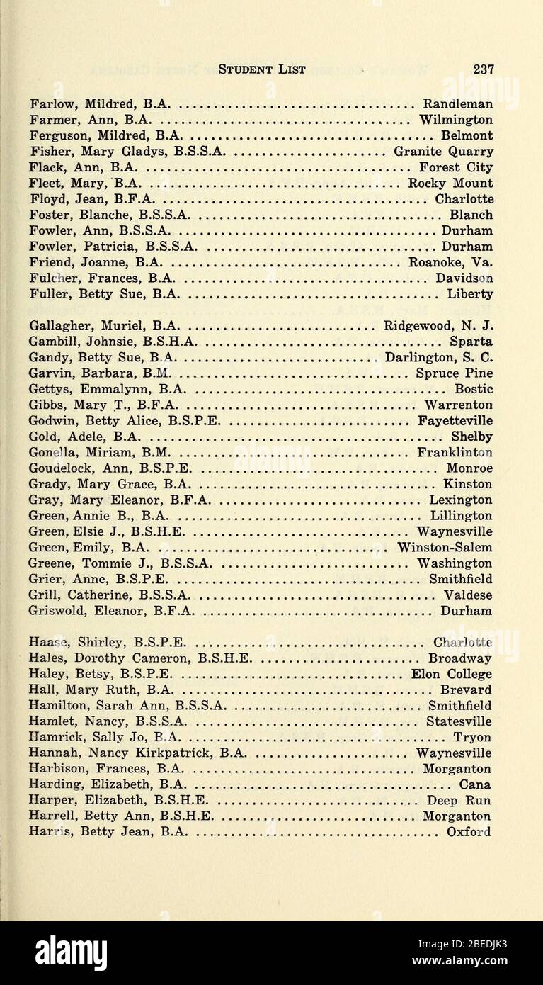'Bulletin du Woman's College de l'Université de Caroline du Nord [1951-1952]; 1951; 1952; ' Banque D'Images