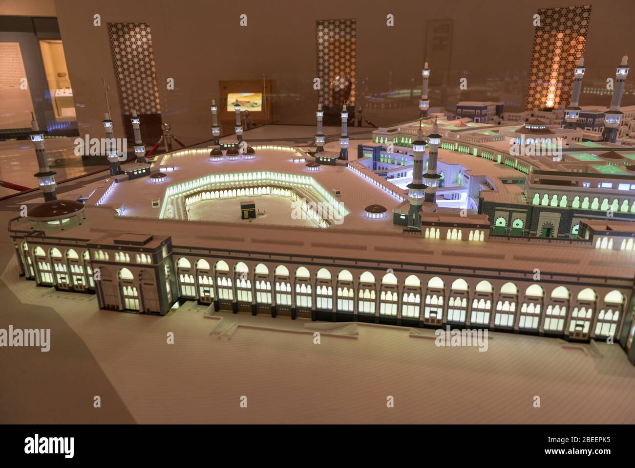 Modèle à grande échelle de la Grande Mosquée de la Mecque exposé au Musée national de Riyad en Arabie Saoudite. Banque D'Images