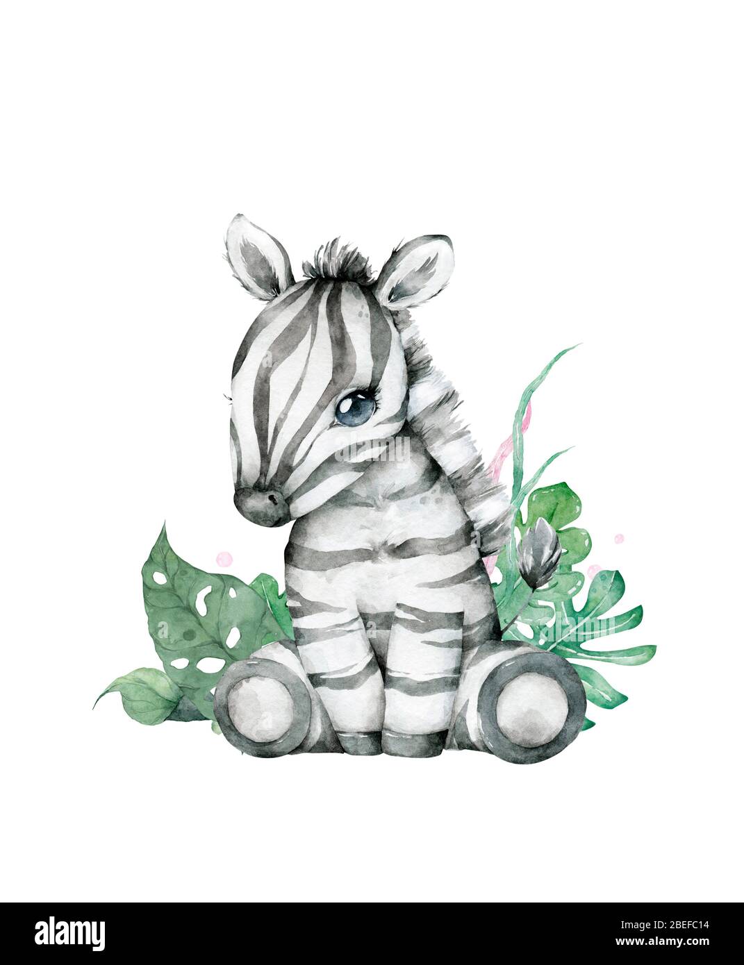 Aquarelle Dessinee A La Main Mignon Zebre De Bebe Assis Dessin De Dessin Anime Isole Sur Fond Blanc Photo Stock Alamy