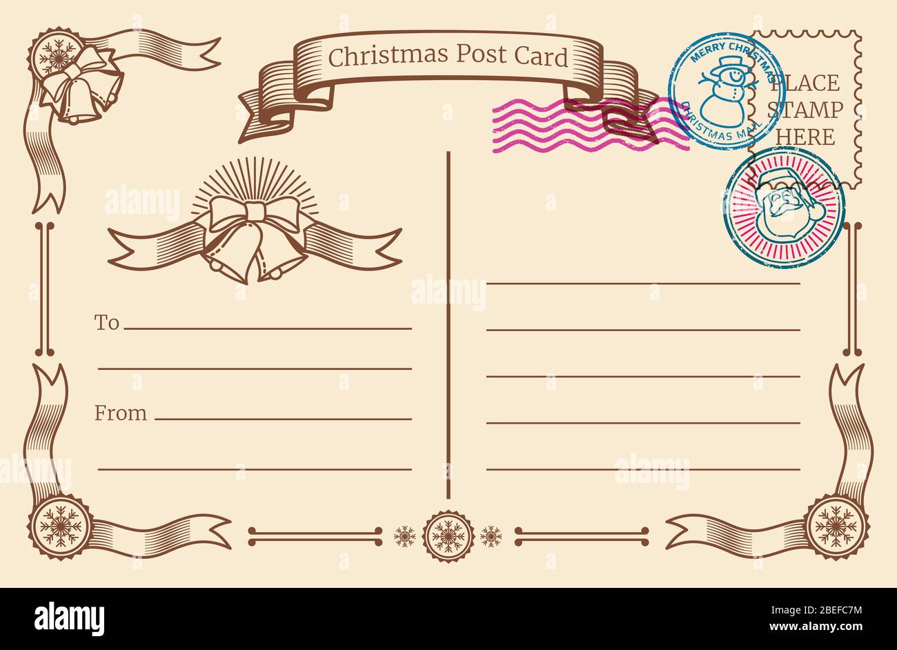 Carte Postale Vierge De Noel Vintage Avec Espace Texte Et Timbres Postaux De Noel Modele Vectoriel Carte Postale Vierge Pour Noel Vacances Avec Illustration De Timbre Image Vectorielle Stock Alamy