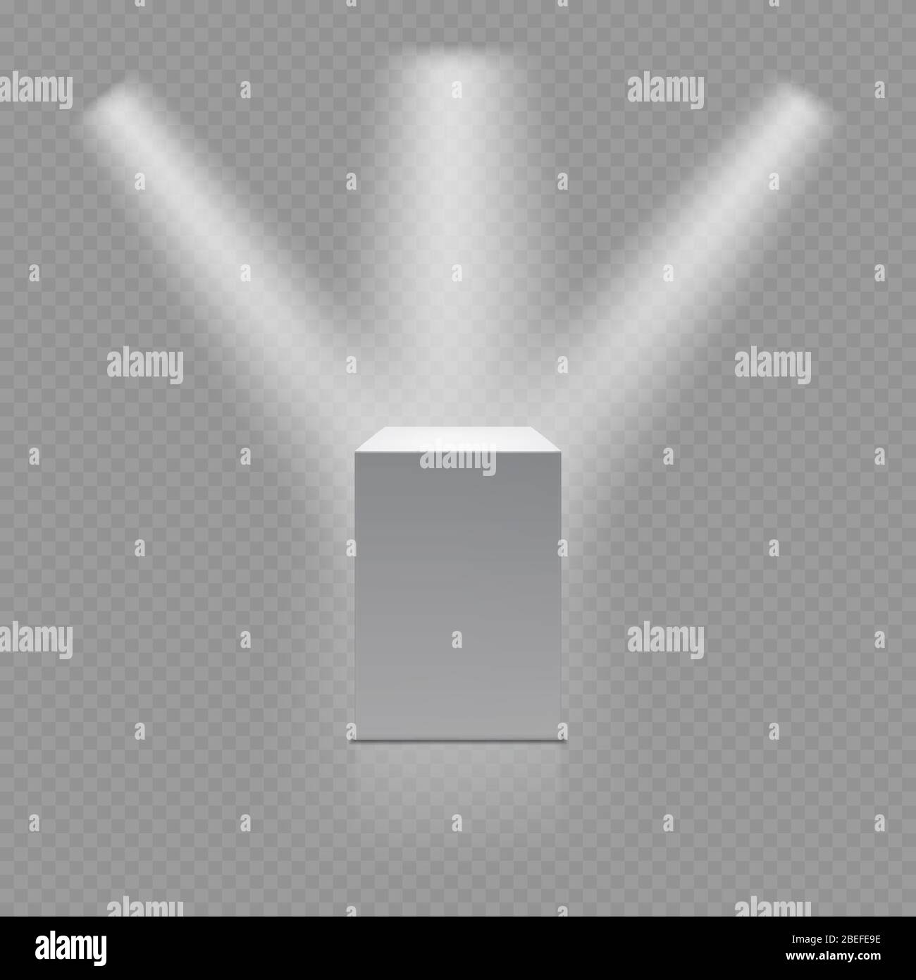 Socle de musée, podium blanc vide en relief et spots isolés sur fond transparent. Illustration vectorielle Illustration de Vecteur