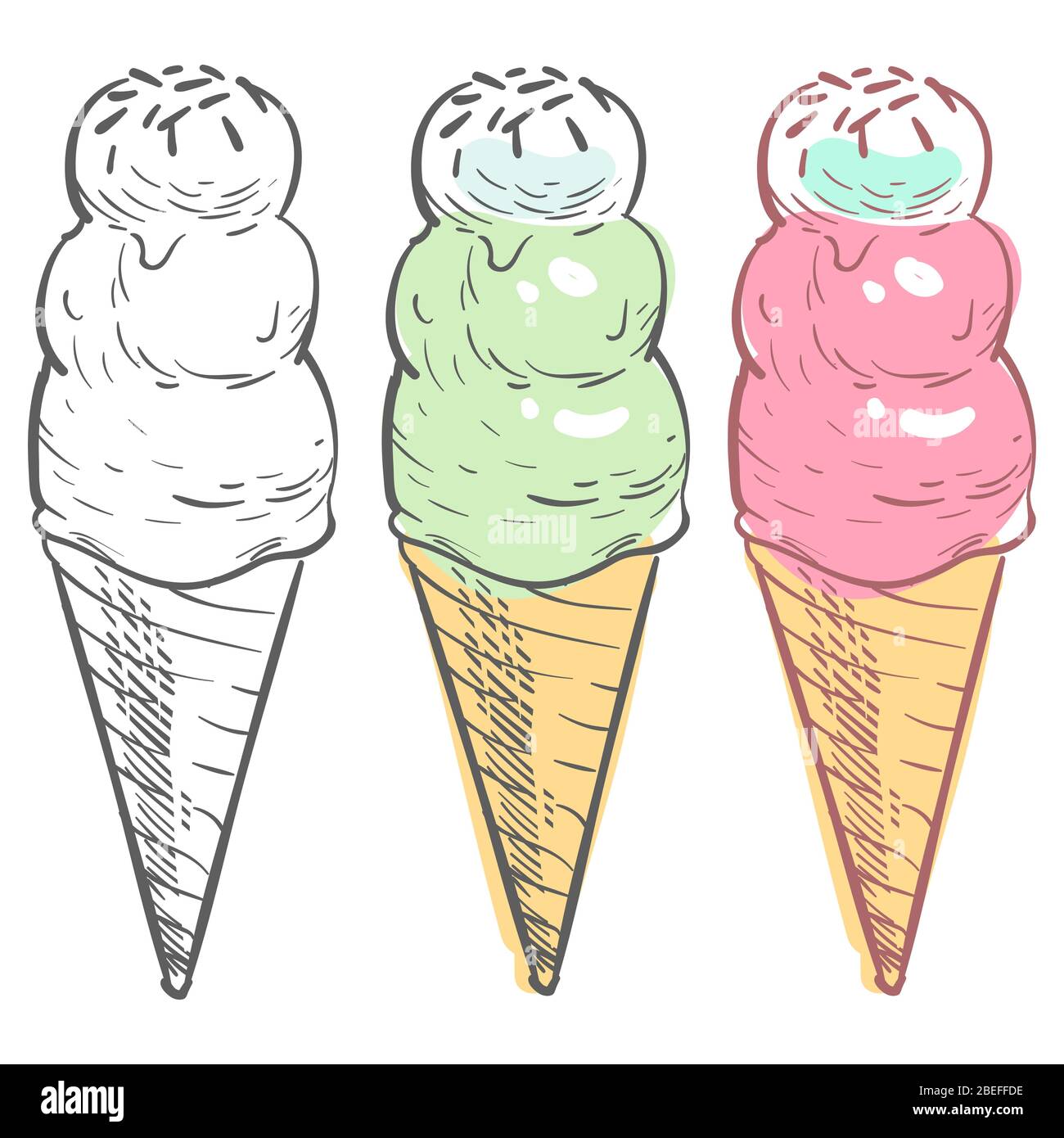 Colorer les échantillons de crème glacée isolés sur fond blanc. Illustration vectorielle Illustration de Vecteur