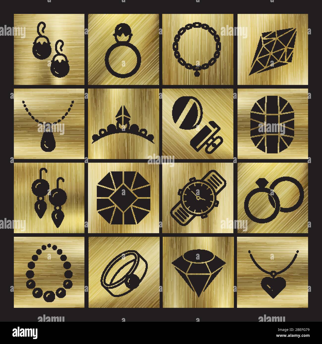Ensemble d'icônes de bijoux de luxe Golgen. Bijoux en anneau et symbole en losange, illustration vectorielle Illustration de Vecteur