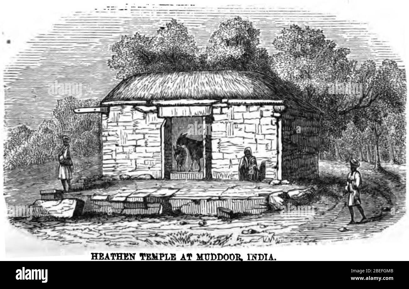Temple de Heathen à Muddoor, Inde (mai 1860, p.66) - copie. Banque D'Images