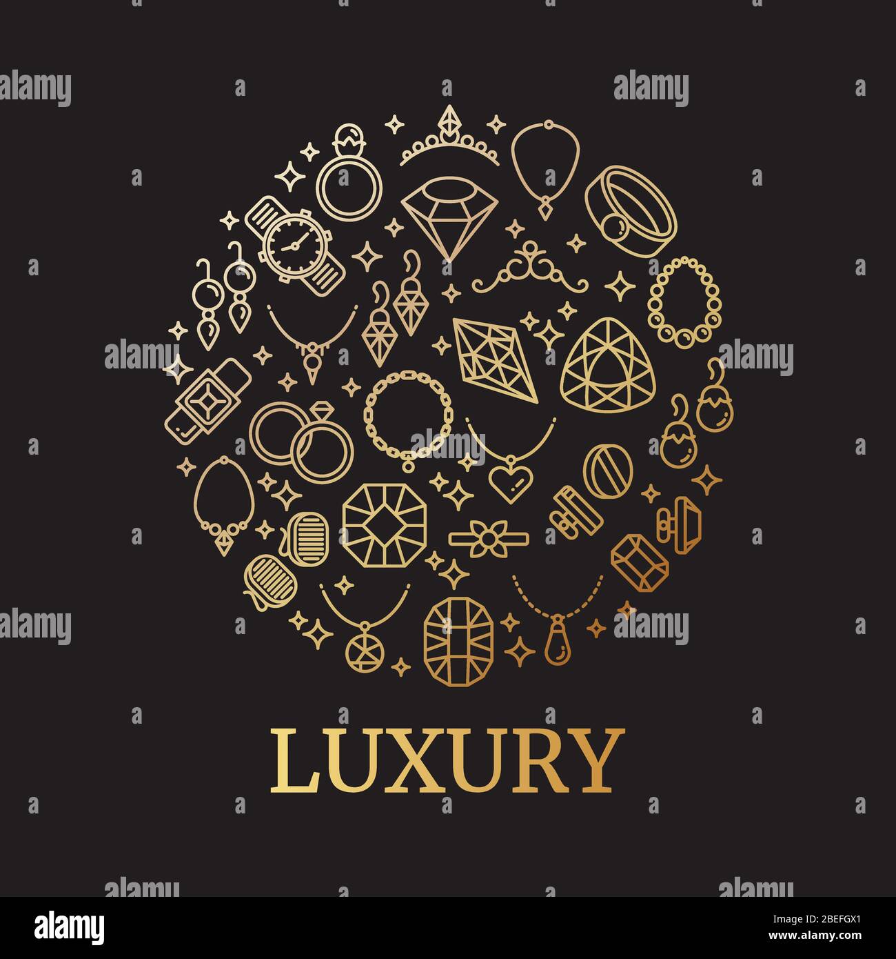 Bijoux d'or et pierres précieuses lignes vectorielles icônes. Concept de  luxe pour l'illustration de la bijouterie Image Vectorielle Stock - Alamy