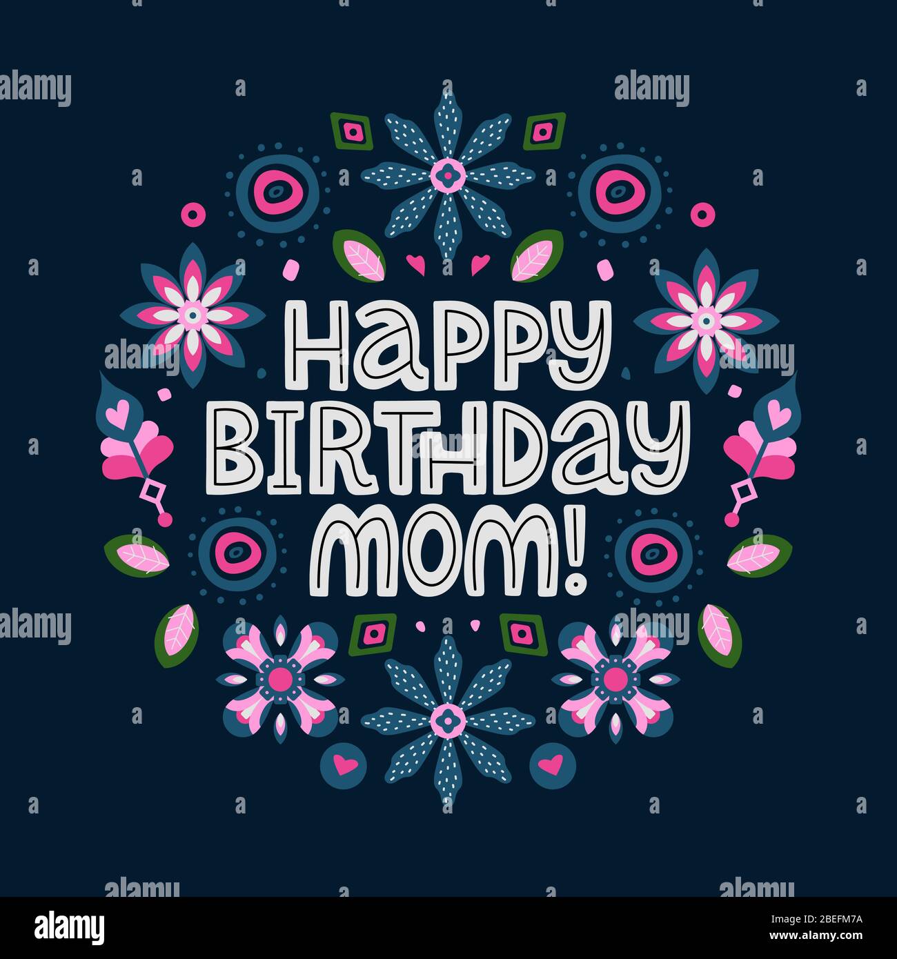 Joyeux Anniversaire Maman Lettering Citation Expression De Felicitations Vectorielle Pour La Mere Aux Elements De Decoration Florale Illustration Pour Carte De Vœux Impression Poster Image Vectorielle Stock Alamy