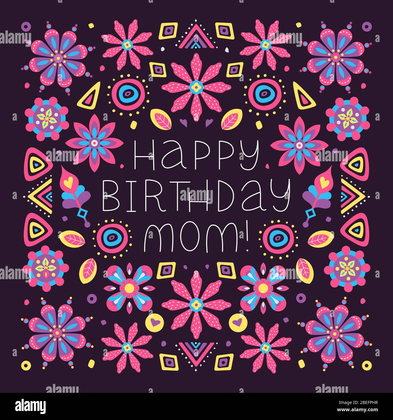 Joyeux Anniversaire Maman Lettering Citation Expression De Felicitations Vectorielle Pour La Mere Aux Elements De Decoration Florale Illustration Pour Carte De Vœux Impression Poster Image Vectorielle Stock Alamy