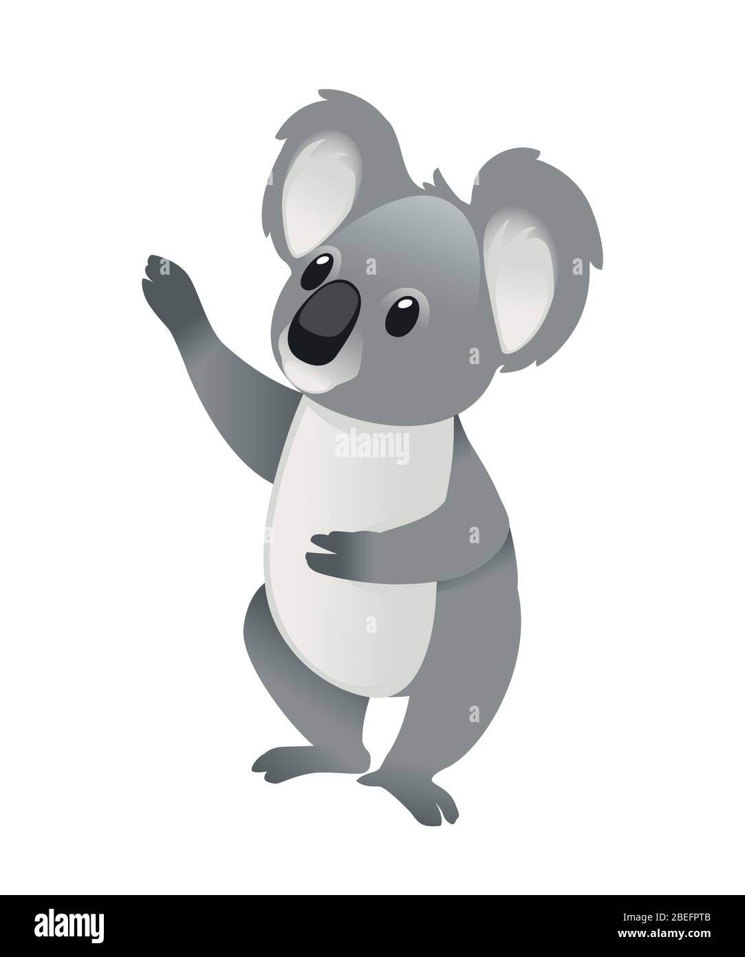 Joli ours gris koala rester sur le sol et regarder vers l'avant dessin de dessin d'animal de dessin animé plate illustration vectorielle isolée sur fond blanc Illustration de Vecteur