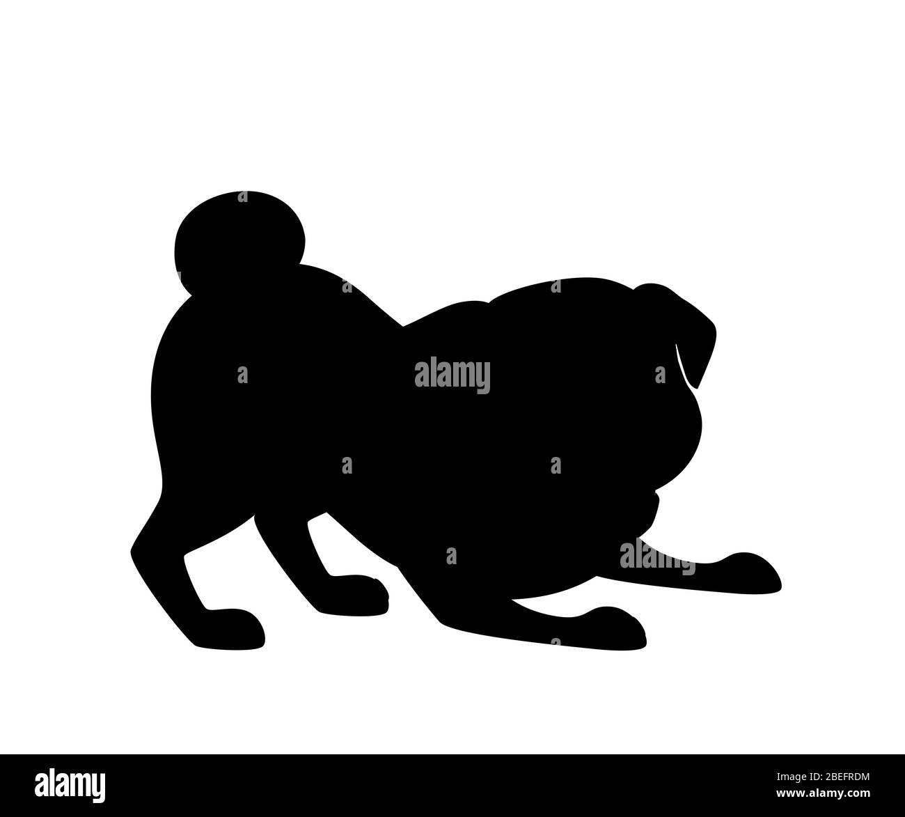 Silhouette noire mignon petit sympathique chien chien dessin de dessin d'animal domestique illustration vectorielle plate isolée sur fond blanc Illustration de Vecteur