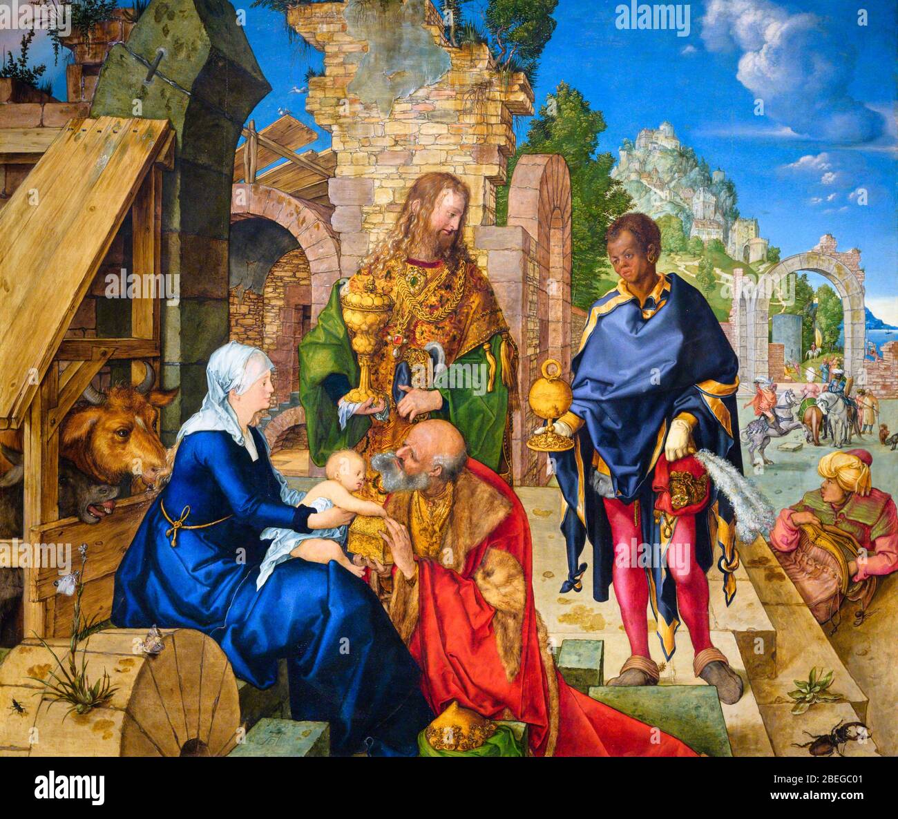 L'adoration des Mages (1504) par Albrecht Dürer (1471 – 1528). Huile dans le bois. Banque D'Images