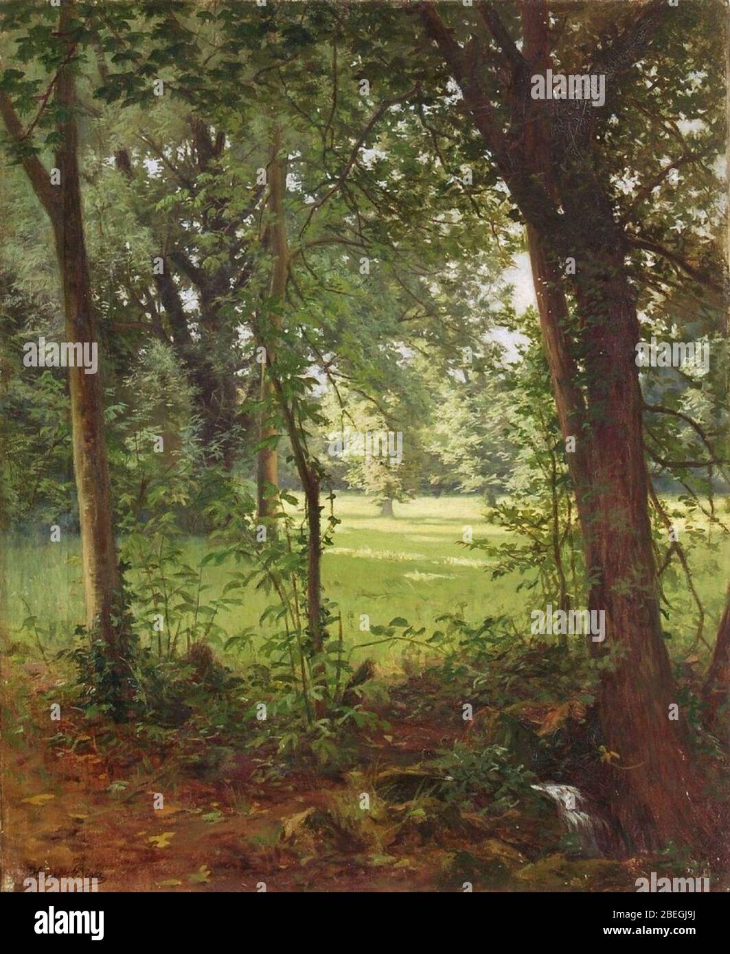 Henri Biva, Forêt au printemps (Waldquelle im Frühjahr), huile sur toile, 73 x 60 cm. Banque D'Images